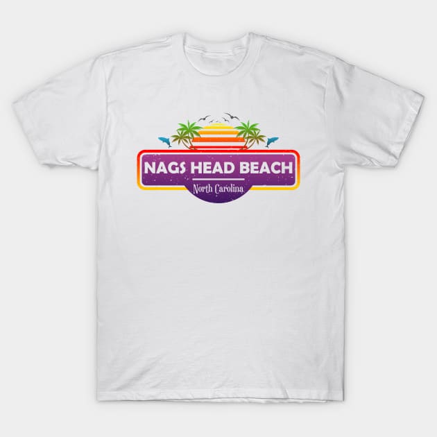 Nags Head Beach North Carolina, Palm Trees Sunset Summer T-Shirt by Jahmar Anderson